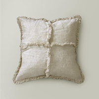 Housse de coussin décorative moderne en lin 100 % lin français personnalisée pour canapé et lit, respirante, amovible, avec fermeture boutonnée