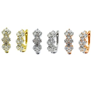 Boucles d'oreilles créoles de mariage élégantes et tendance en or rose 18 carats et or blanc avec diamants véritables, production rapide en gros de Hong Kong - Product Image 4