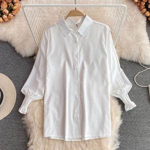 Fashion Spring and Autumn Long Sleeve Ladies Two Piece <strong>White</strong> Shirt + <strong>Sweater</strong> Loose <strong>Knitted</strong> Vest Shirt Casual Set - Product Image 6