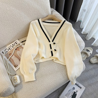 Pull en tricot pour femme, mode automne, vintage, décontracté, hiver, manches longues, couleurs contrastées, vêtements pour femmes, cardigan, manteau