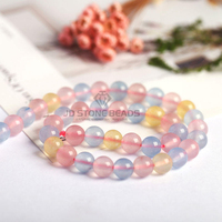 Cuentas Sueltas Redondas de Calcedonia Natural de 4mm, 6mm, 8mm, 10mm, 12mm, Colores Mezclados, Cuentas Espaciadoras Lisas para Fabricación de Joyería DIY, Venta al Por Mayor