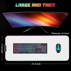 Tapis de souris de jeu blanc RVB imprimé personnalisé FLAME SNAKE avec lumière LED 30X80 CM - Product Image 2