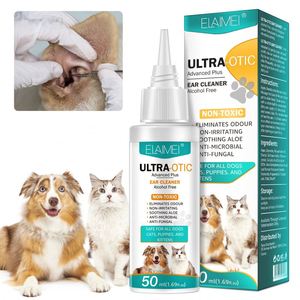 Vente chaude ELAIMEI Nettoyant pour oreilles d'animaux sans alcool Élimination des odeurs Anti-fongique Gouttes pour les oreilles pour chiens chats chiots chatons - Product Image 1