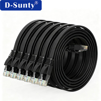 Cables de Red Negros Cat6 de Alta Velocidad, 32AWG, Conductor Sólido BC, PVC UTP RJ45 8P8C, Comunicación Ethernet, Interior, 5m, Plano, ROSH