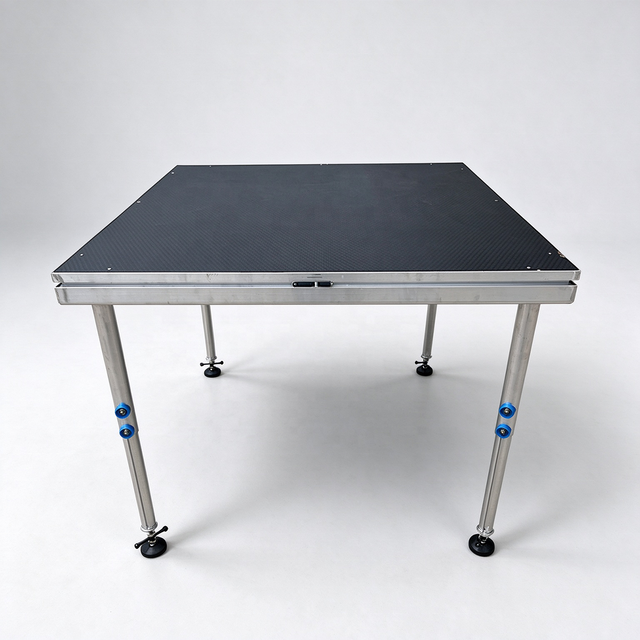 Aluminum Alloy Plywood Modular Heavy Duty Foldable Portable Stage Adjustable Legs Square Design 1000kg Load Capacity Quick