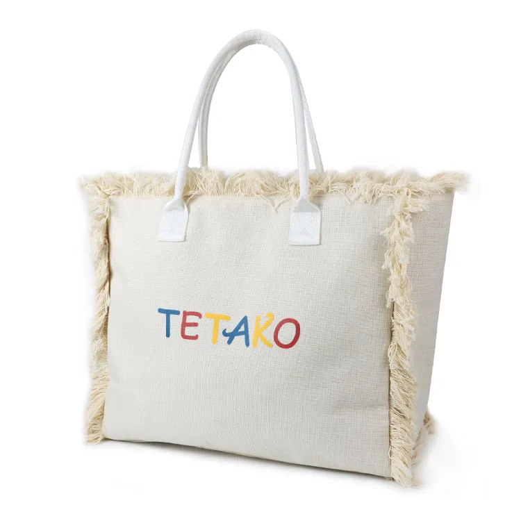 Custom Printed Logo Eco Natural Shopping Shoulder Jute Tote Bag With Lace Trim