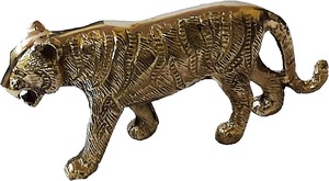 Escultura de tigre de latón de 9 pulgadas hecha a mano Art Deco estatuilla de Vida Silvestre para decoración del hogar y coleccionables - Product Image 3