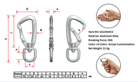 Mousqueton léger en aluminium anodisé 4KN personnalisé par GOKU Factory pour accessoires de laisse de chien, idéal pour l'industrie lourde