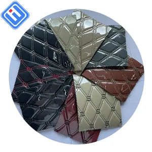 Wholesale Diamond Stitched Foam Backed Quilted Vinyl Fabric Leather Materials For Car Seat Cover Car Mat Upholstery