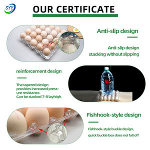 מגש ביצים שקוף מפלסטיק PET עם 30 שקעים ומכסה עגול לביצים במשקל 50-60 גרם, תקן מזון - Product Image 5