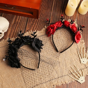 Halloween <b>Rose</b> Net, Gauze, Headband, Ghost Festival Performance, Headband, Dark Garland, Veil, Headband and Hair - Product Image 3