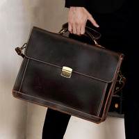 Porte-documents rigide en cuir véritable vintage de luxe pour affaires |   Porte-documents exécutif durable pour ordinateur portable |   Vente en gros personnalisée OEM