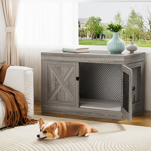 Mueble de Madera <span class=keywords><strong>para</strong></span> Perros, Caseta Interior con Puertas Dobles y Cojín, <span class=keywords><strong>Casa</strong></span> <span class=keywords><strong>para</strong></span> Mascotas de Madera Resistente <span class=keywords><strong>para</strong></span> Perros Medianos - Product Image 5