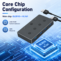 USB 3.0 KVM Switch 2 Port PC Sharing Selector 5Gbps 2 in 4 Out USB Switcher Box GL3510 VL161 Chip for Keyboard Mouse
