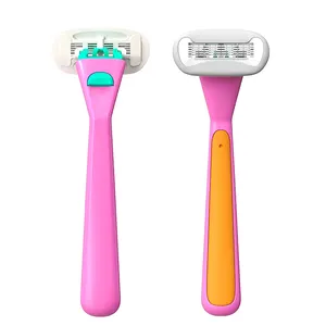 Maquinilla de afeitar personalizable de cinco cuchillas para mujer de alta calidad con mango de metal maquinilla de afeitar reemplazable de nuevo diseño
