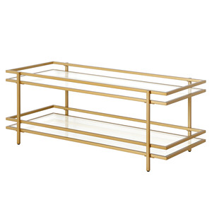 HMS 45 tavolo da tè acciaio vetro oro piano in vetro temperato con ottone soggiorno mobili con ripiano per caffè uso soggiorno - Product Image 4