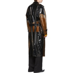 <span class=keywords><strong>Trench</strong></span> personalizzato in Pvc nero trasparente di alta qualità Design moda uomo - Product Image 3