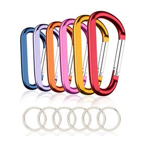 Black Silver Blue Red Yellow Green Caribeaner Clip 3" Inch Large Aluminum D Ring Shape Carabiner <b>Keychain</b> with Flat Keyring Hook - Product Image 1