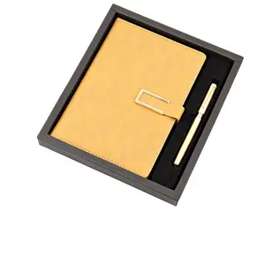शादी के उपहार बॉक्स सेट पीले रंग में आपके खुद के लोगो 7x9 कस्टम नोटबुक व्यवसाय उपहार बॉक्स