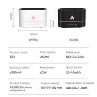 Humidificateur ultrasonique à flamme, diffuseur d'arômes portable avec lumière LED et diffuseur d'huiles essentielles pour hôtel et voiture, capacité de 200 ml