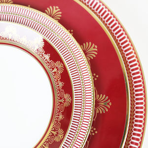 Juego de vajilla China de hueso, vajilla de porcelana roja para el hogar, platos de cerámica para <span class=keywords><strong>restaurante</strong></span>, boda, venta al por mayor - Product Image 2