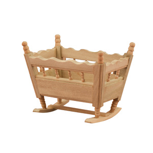 Meubles miniatures pour maison de poupée 1/12, berceau miniature en bois fait <span class=keywords><strong>à</strong></span> la main, modèle de lit, décoration créative - Product Image 4