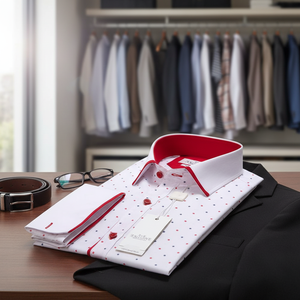 Point blanc Rouge Cou Hommes Chemise - Product Image 3