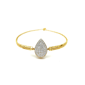 Fashion Bangle PVD Gold Plated 316L Stainless Steel Teardrop <b>Crystal</b> Leaf Design <b>Bracelet</b> - Product Image 2