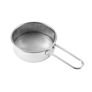 Hot Selling Kitchen Gadget Stainless Steel Long Handle Colander Fine Mesh Food Cooking Strainer Flour Sifter