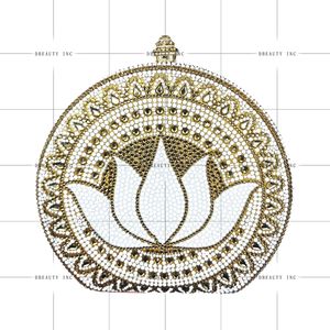 Women's Classic Fashion Crystal Rhinestone Evening <b>Clutch</b> Bag with Floral Pattern and Chain Strap for Party - Product Image 1