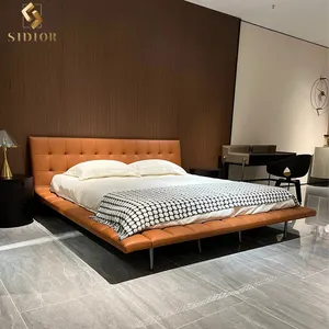 Italienisches Design Stoff Leder-Bettrahmen Schlafzimmer weiche Edelbetten Großbetten