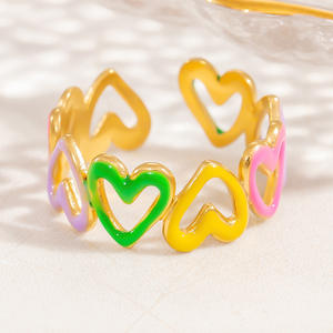 Fashion <b>Rings</b> For Women Gold Color Stainless Steel Open Design Heart Pattern Party Jewelry Irregular Style Yiwu Origin - Product Image 4