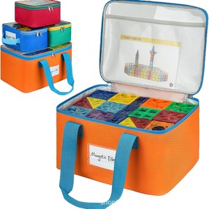 Lot de 4 sacs de rangement pour tuiles magnétiques, avec poches en filet et poches porte-étiquettes, pour la cuisine, organisateur de jouets durable pour blocs magnétiques - Product Image 3