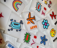 Set Mahjong Amerika Mewah Ukuran Besar Desain Lipat Gaya Pop Art Cerah Ubin Akrilik Tahan Lama untuk Hiburan dan Kolektor