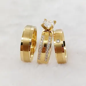 Gros Main Bague Éternité 18k Plaqué Or Acier Inoxydable Bijoux Femme Anneaux De Mariage Pour Lui Et Elle Anel