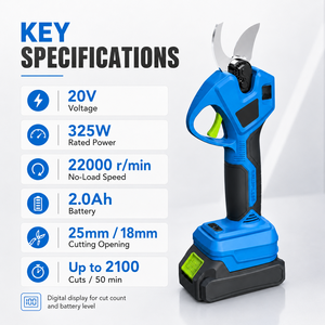 Sécateur électrique 20V 325W avec compteur LCD, coupe-branches 25mm, compatible avec l'interface <span class=keywords><strong>Makita</strong></span>, outil nu - Product Image 4