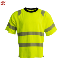 T-shirt de sécurité haute visibilité JIADE pour homme, manches courtes, réfléchissant, avec empiècements en mesh, ourlet droit, pour travaux routiers, ferroviaires et utilitaires