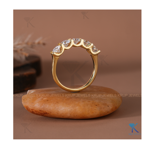 10K Gold Five Stone Diamond <b>Ring</b> with Round Cut Diamonds <b>Dainty</b> Elegant Stackable <b>Ring</b> for Women Wedding or Anniversary Jewelry - Product Image 5