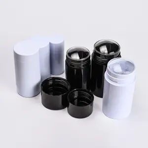 Wholesale empty round twist up cosmetic twist stick 15ml 30ml 50ml 75ml white black deodorant stick container eco