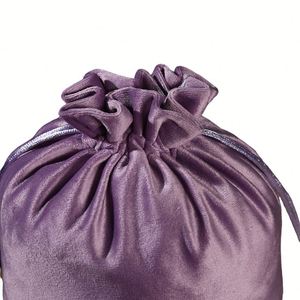 Sacs en tissu velours avec cordon de serrage, logo personnalisé, fond rond en daim, pochette de rangement pour bijoux, vente en gros - Product Image 3