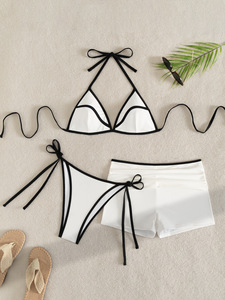Loveda Sports Style <strong>Swimwear</strong> <strong>Manufacturer</strong> Women's Summer Beach Wear Eco Friendly Bikini Custom Logo Bikini Shorts 3 Piece Set - Product Image 5