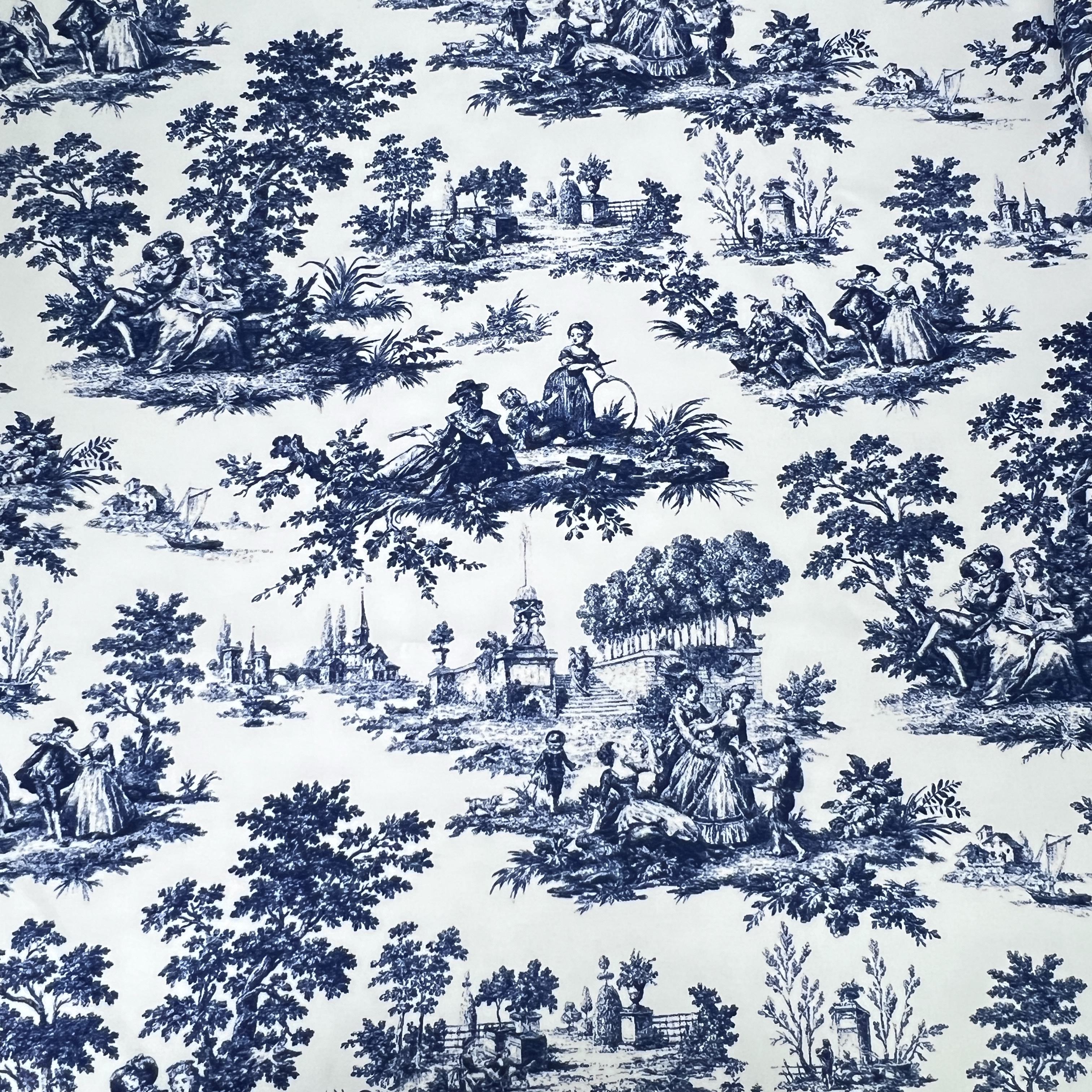 Toile imprimée bleu porcelaine 8OZ