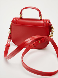 Bolso de Hombro Tipo Bandolera Pequeño de Cuero PU Rojo Vintage para <span class=keywords><strong>Mujer</strong></span>, con Solapa, Correa Ancha y Diseño Redondo - Product Image 5