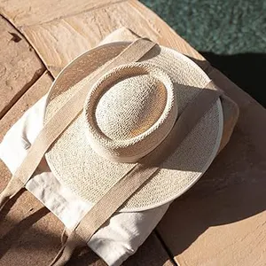 Borsa da spiaggia grande per donna da viaggio borsa da vacanza da spiaggia per cappello con borsetta in juta borse con coulisse a mano