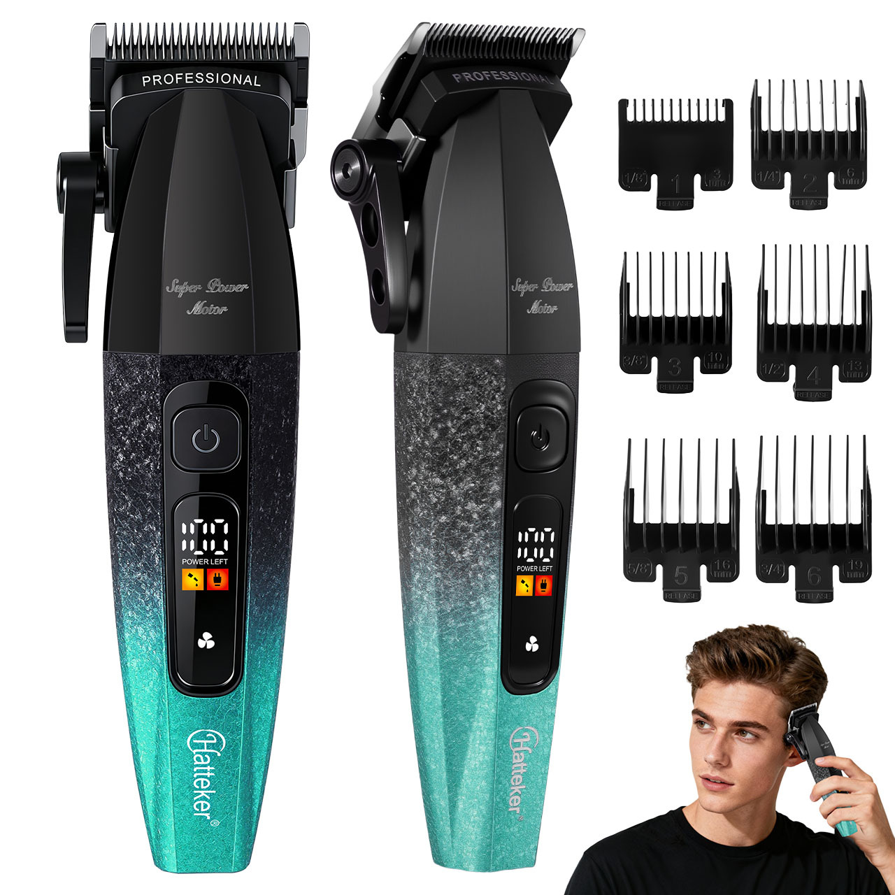 Hatteker G59 Wireless LCD Digital Hair Trimmer - Professional
