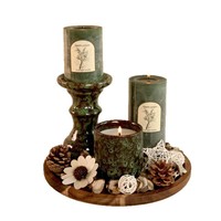 Ensemble de bougies parfumées sans fumée avec support en céramique, décoration romantique pour la maison, ensemble de bougies d'aromathérapie, cadeau pour Noël