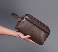 Trousse de Toilette Imperméable en Cuir PU Grande Capacité, Sac de Maquillage Personnalisable, Trousse de Voyage Zippée pour Articles de Toilette