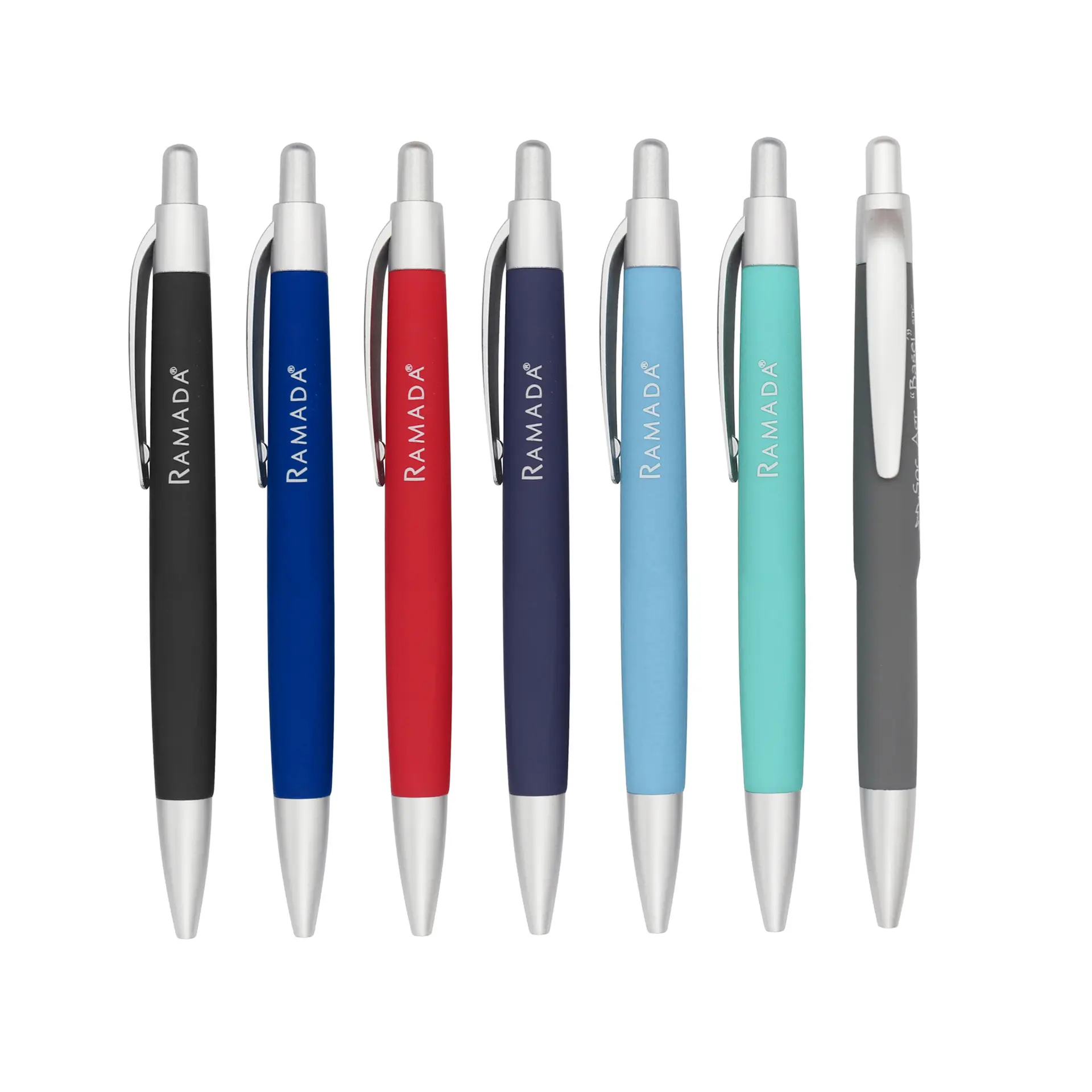 Profesyonel kalem tedarikçisi ucuz promosyon marka kalem yumuşak kauçuk kaplı bitirme plastik kalemler ile özel logo
