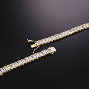 <span class=keywords><strong>Bijoux</strong></span> <span class=keywords><strong>d</strong></span>'<span class=keywords><strong>histoire</strong></span> de la mode CM collier de tennis en diamant plaqué <span class=keywords><strong>or</strong></span> 14 carats personnalisé Cadena De Tenis 5A chaînes baguette en zircone pour femmes - Product Image 4