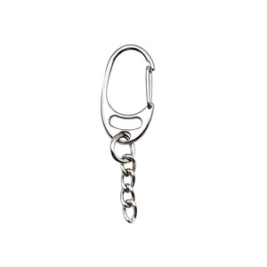 Llavero de cadena con cierre en D, aleación de zinc, ovalado, plateado, 60 mm x 18 mm, resistente, para accesorios de peluches, venta al por mayor - Product Image 3
